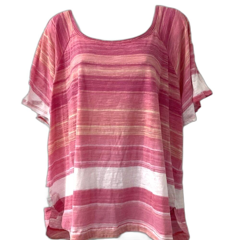 Cato Pink Striped Cold Shoulder Top Plus Size 22 24W